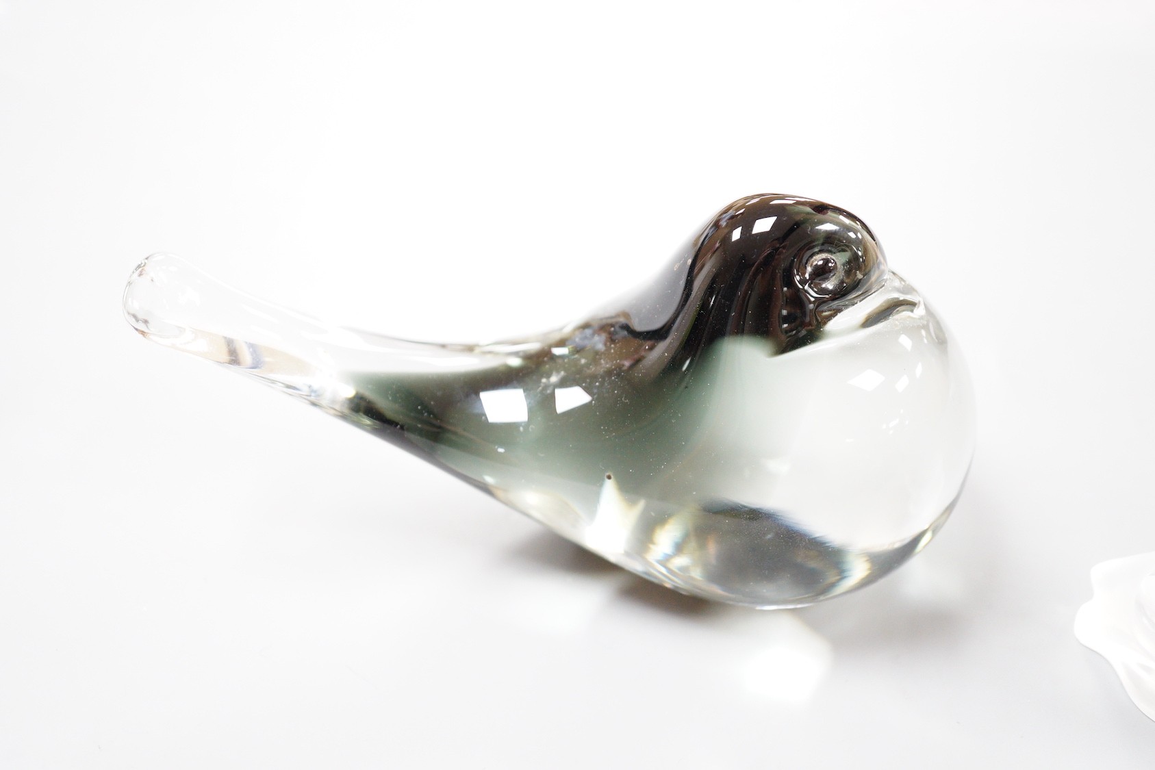 A Lalique owl figure, 6cm tall, and a Murano glass dove